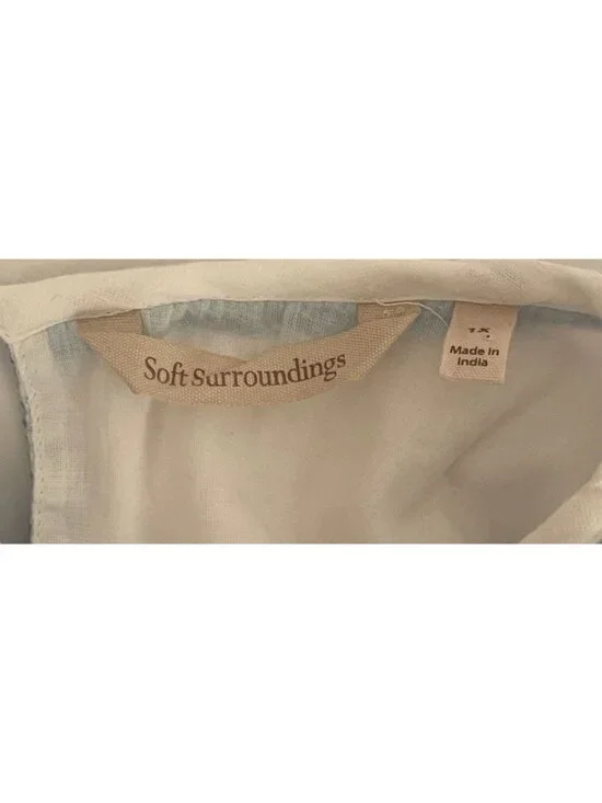 Soft Surroundings Juniper PLUS 1X Embroidery Gauze 3/4 Sleeve Dress Beach Boho - Picture 13 of 14